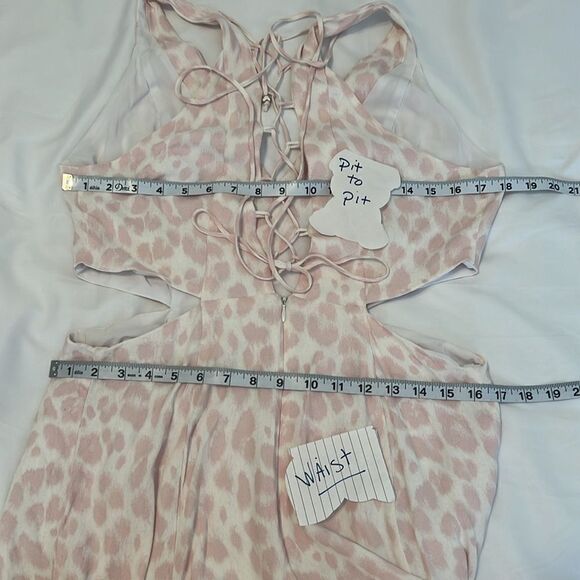 AFRM szXL pink & white leopard print maxi dress w/cutout side & lace up back GUC - Picture 14 of 16